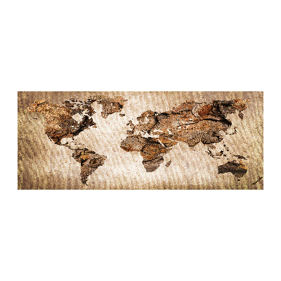 Pintura en acrílico horizontal Mapa del mundo de madera