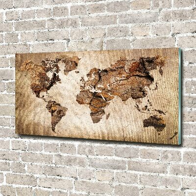 Pintura en acrílico horizontal Mapa del mundo de madera