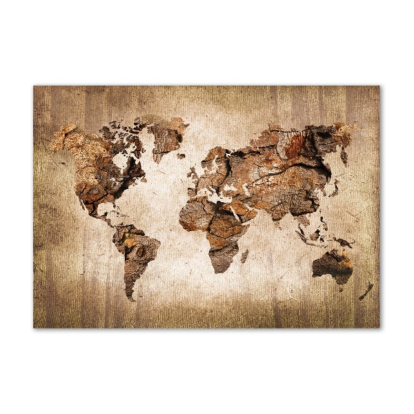 Pintura en acrílico horizontal Mapa del mundo de madera