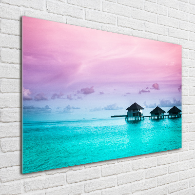 Foto en metacrilato horizontal Bungalows sobre el agua