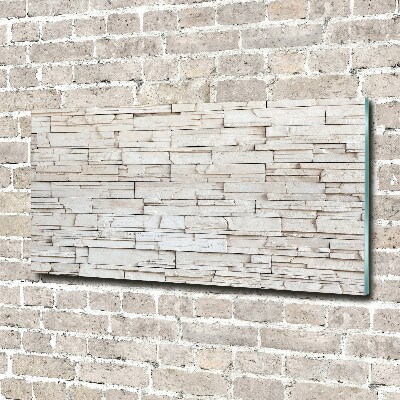 Pintura en acrílico horizontal Muro de piedra blanca