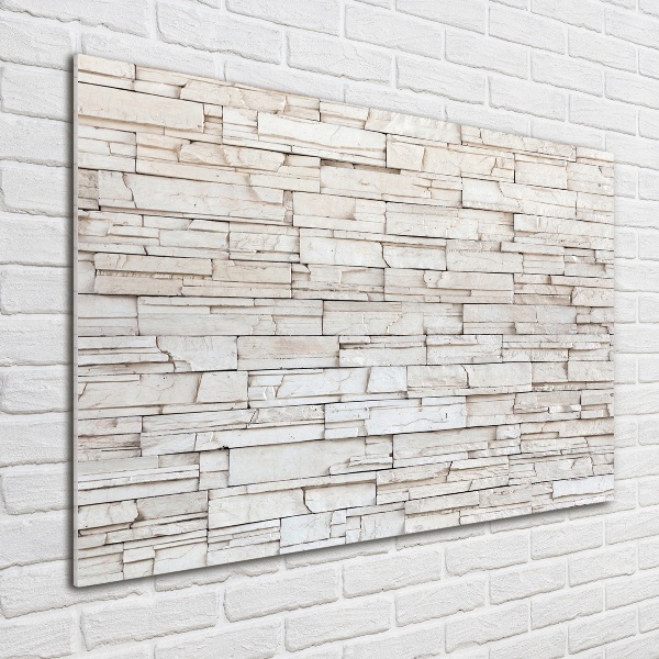 Pintura en acrílico horizontal Muro de piedra blanca