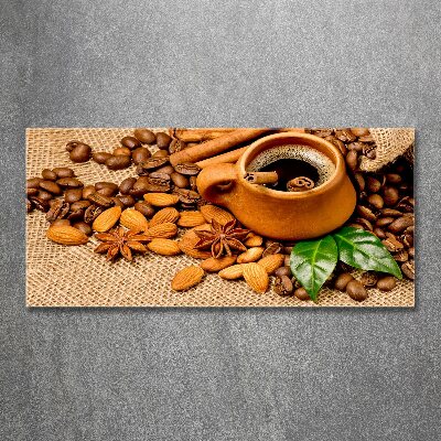 Pintura en acrílico horizontal Granos de café y una taza