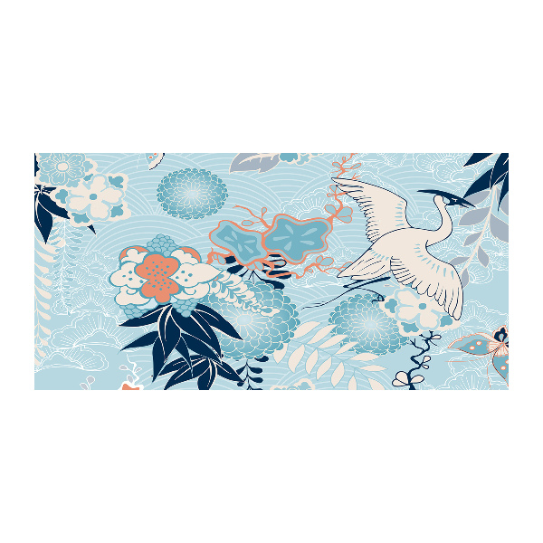 Obraz zdjęcie szkło akryl Żuraw i kwiaty