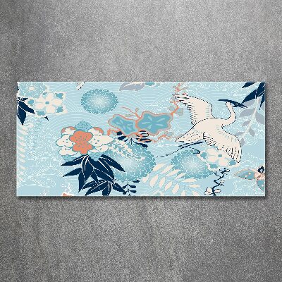 Foto en metacrilato horizontal Grulla y flores