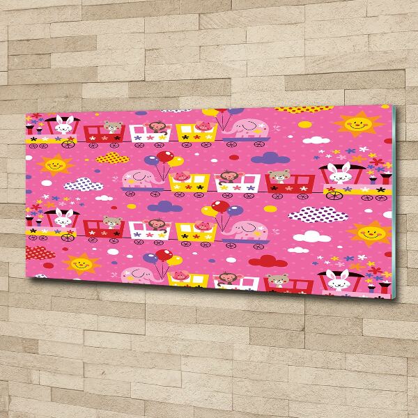 Cuadro acrílico horizontal Animales en el tren