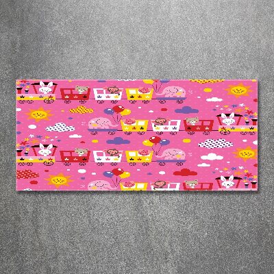 Cuadro acrílico horizontal Animales en el tren