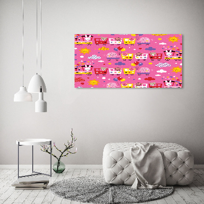 Cuadro acrílico horizontal Animales en el tren