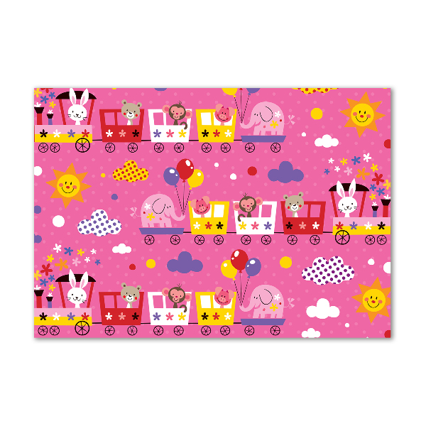 Cuadro acrílico horizontal Animales en el tren