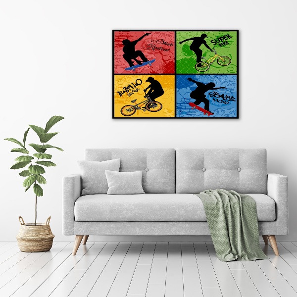 Cuadro acrílico horizontal Bicicleta y patineta