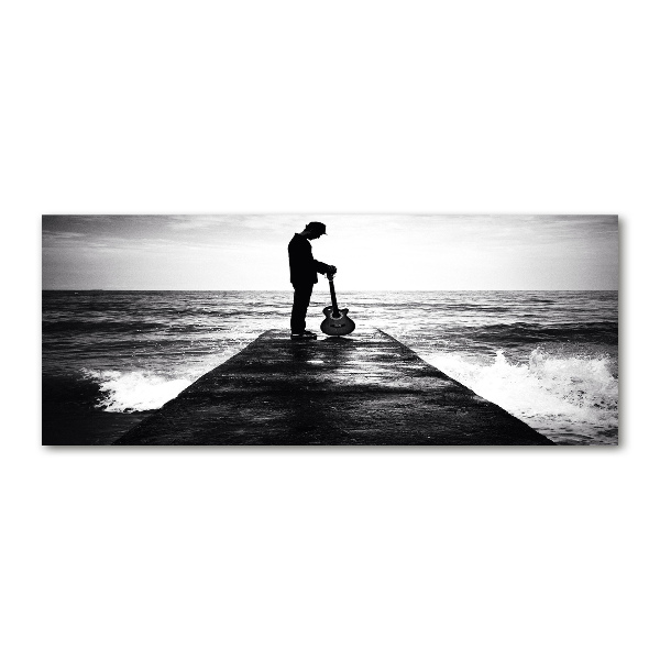 Cuadro acrílico horizontal Guitarrista en el muelle
