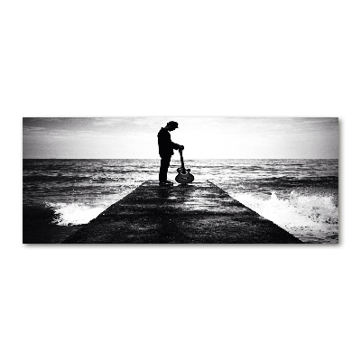 Cuadro acrílico horizontal Guitarrista en el muelle
