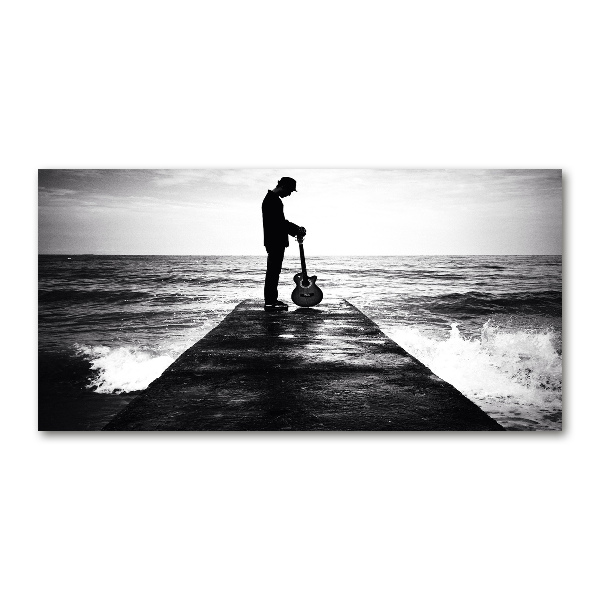 Cuadro acrílico horizontal Guitarrista en el muelle