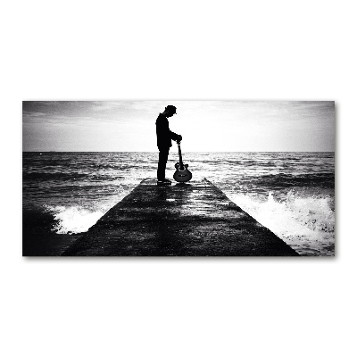 Cuadro acrílico horizontal Guitarrista en el muelle