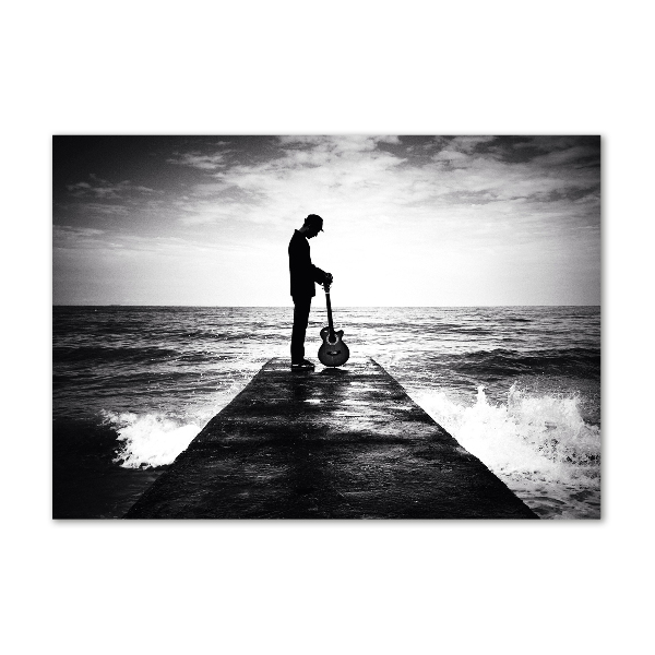 Cuadro acrílico horizontal Guitarrista en el muelle