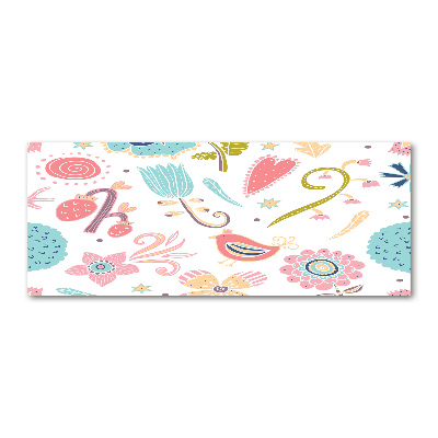 Cuadro acrílico horizontal Flores y pájaros