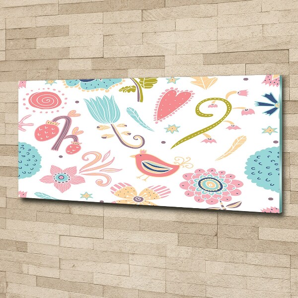 Obraz zdjęcie szkło akryl Kwiaty i ptaki