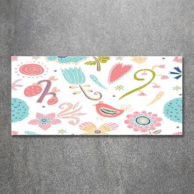 Obraz zdjęcie szkło akryl Kwiaty i ptaki