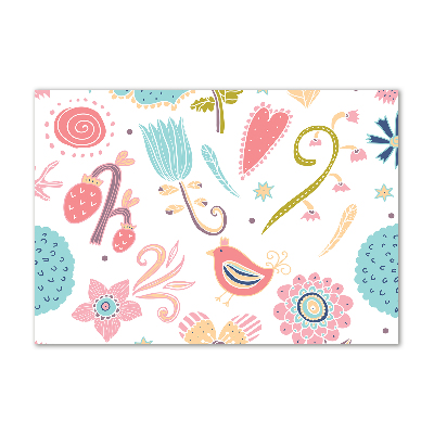 Cuadro acrílico horizontal Flores y pájaros