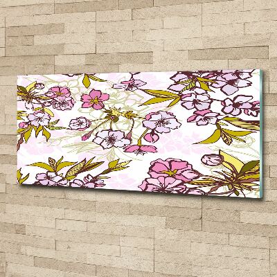 Pintura en acrílico horizontal flores de cerezo