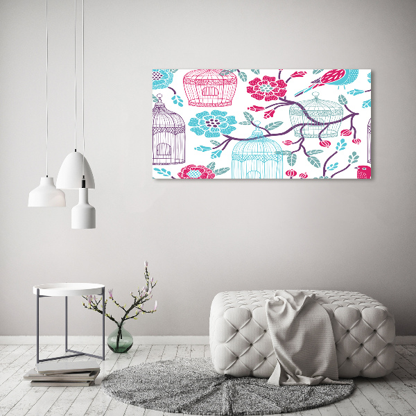 Pintura en acrílico horizontal Jaulas para pájaros