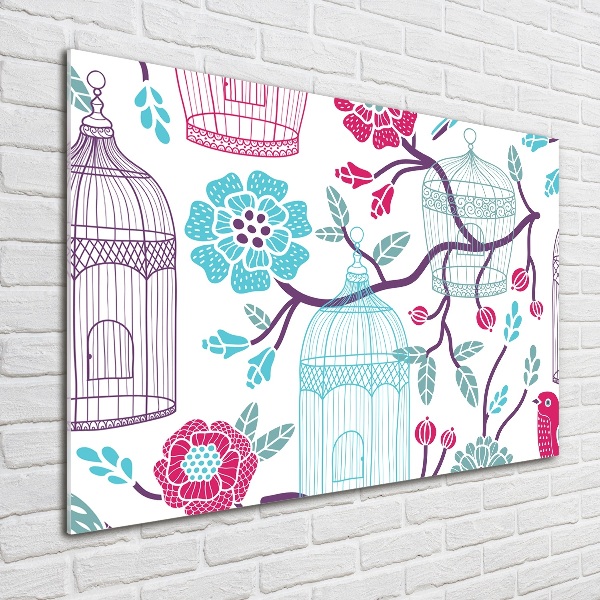 Pintura en acrílico horizontal Jaulas para pájaros