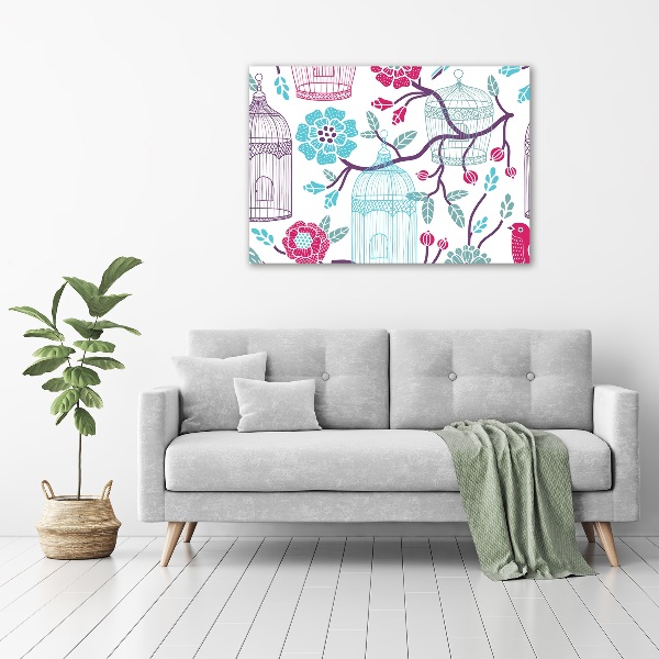Pintura en acrílico horizontal Jaulas para pájaros
