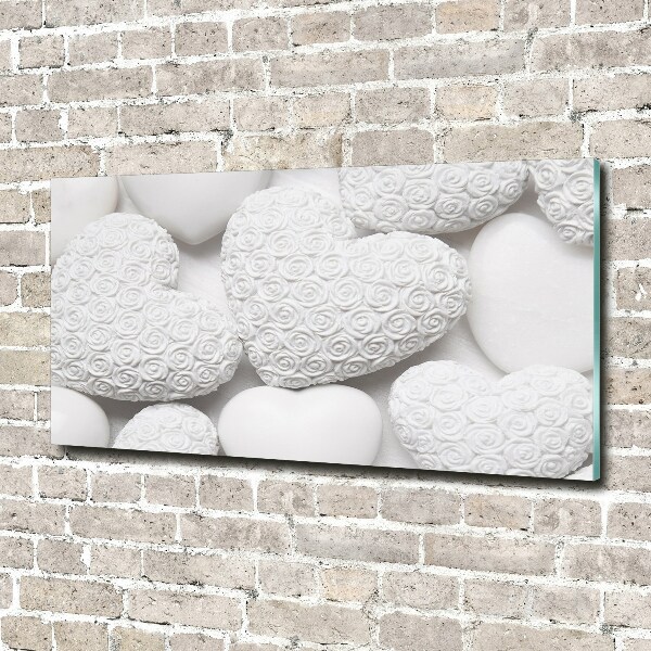 Foto en metacrilato horizontal Fondo de corazón blanco