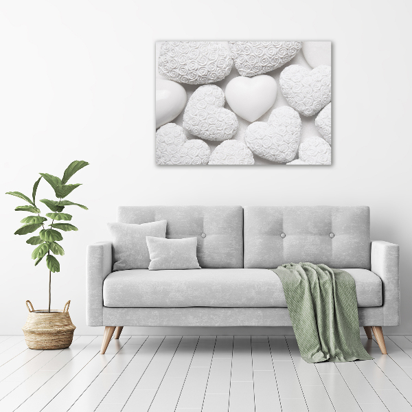 Foto en metacrilato horizontal Fondo de corazón blanco