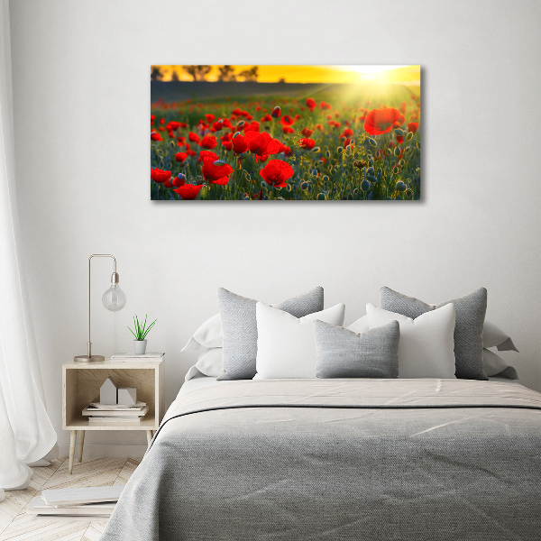 Cuadro acrílico horizontal Campo de amapolas