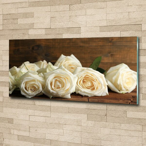 Cuadro metacrilato horizontal rosas blancas