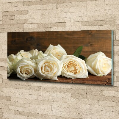 Cuadro metacrilato horizontal rosas blancas