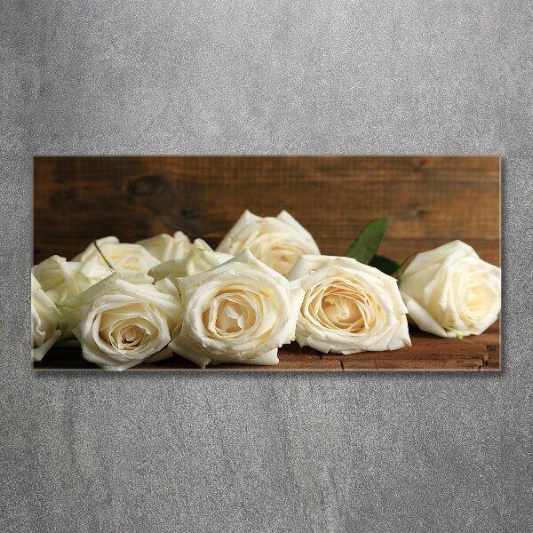 Cuadro metacrilato horizontal rosas blancas