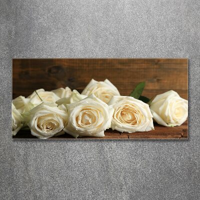 Cuadro metacrilato horizontal rosas blancas