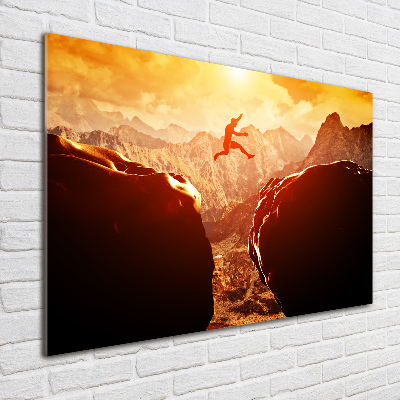 Pintura en acrílico horizontal Saltar sobre el abismo