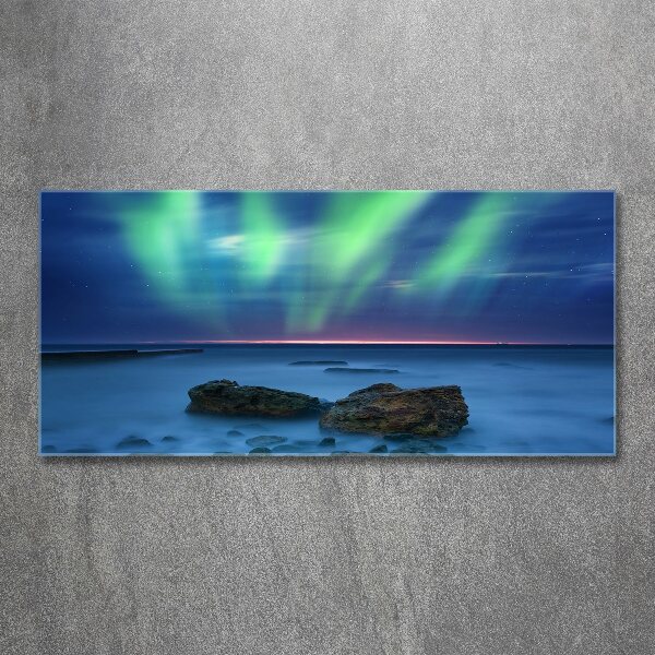 Pintura en acrílico horizontal Auroras boreales