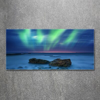 Pintura en acrílico horizontal Auroras boreales