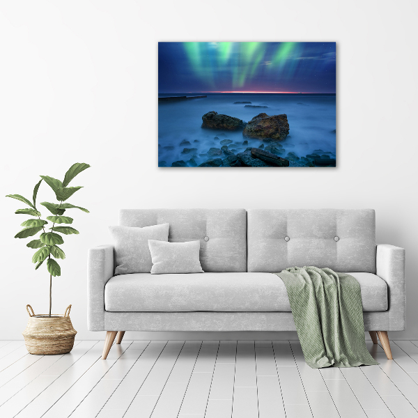 Pintura en acrílico horizontal Auroras boreales