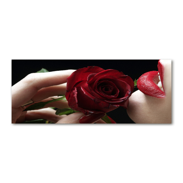 Cuadro metacrilato horizontal Mujer con una rosa