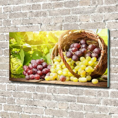 Foto en metacrilato horizontal Uvas en una cesta