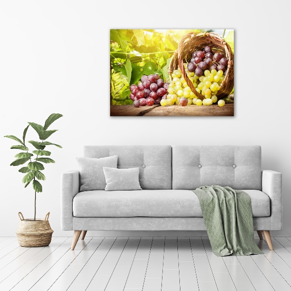 Foto en metacrilato horizontal Uvas en una cesta