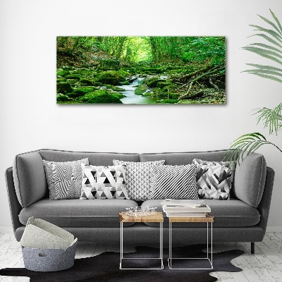 Pintura en acrílico horizontal Un arroyo en el bosque