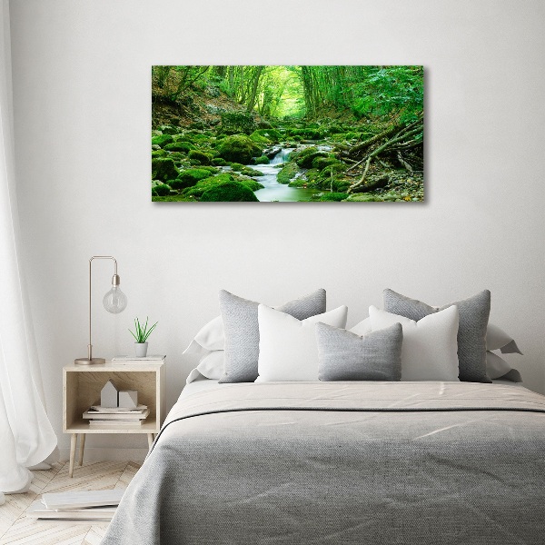Pintura en acrílico horizontal Un arroyo en el bosque
