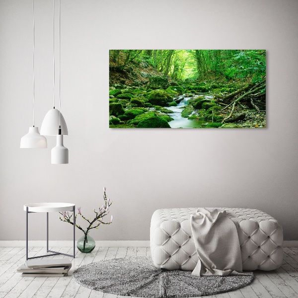 Pintura en acrílico horizontal Un arroyo en el bosque
