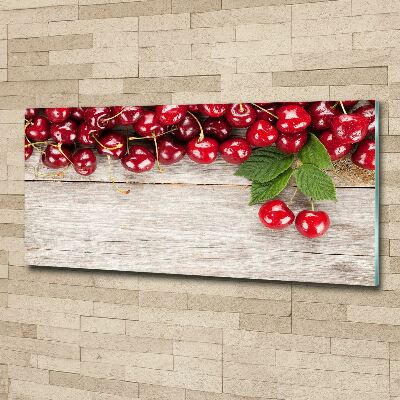 Cuadro metacrilato horizontal Cerezas en madera