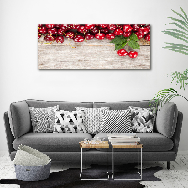 Cuadro metacrilato horizontal Cerezas en madera