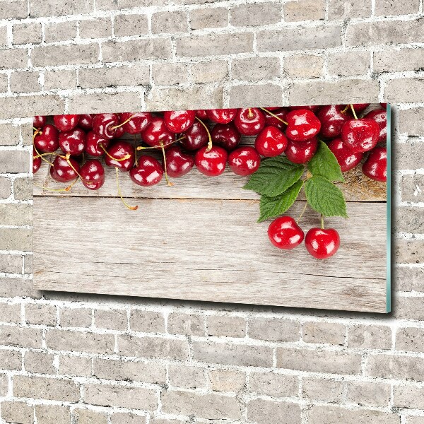 Cuadro metacrilato horizontal Cerezas en madera