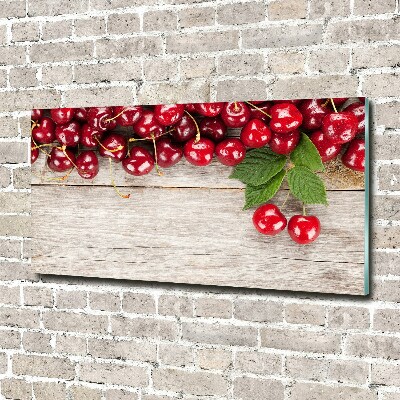 Cuadro metacrilato horizontal Cerezas en madera