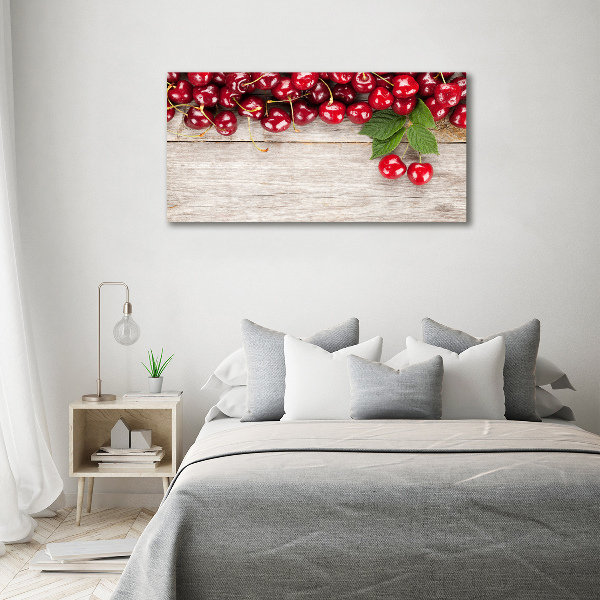 Cuadro metacrilato horizontal Cerezas en madera