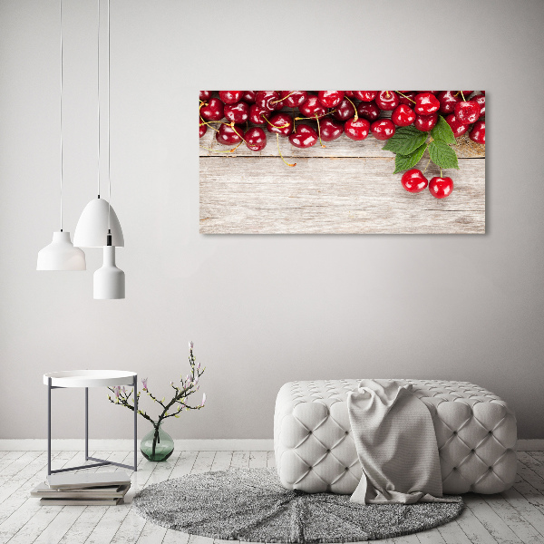 Cuadro metacrilato horizontal Cerezas en madera
